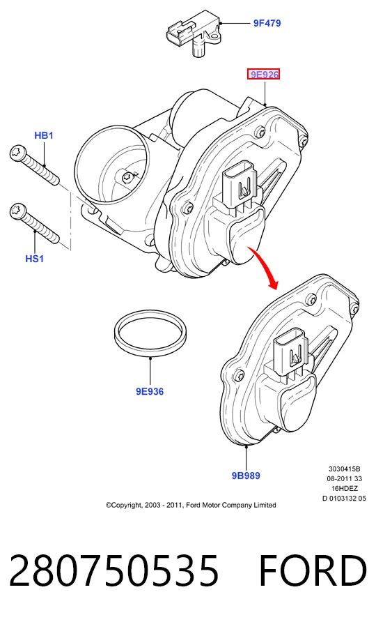 280750535 Ford Дроссельная заслонка