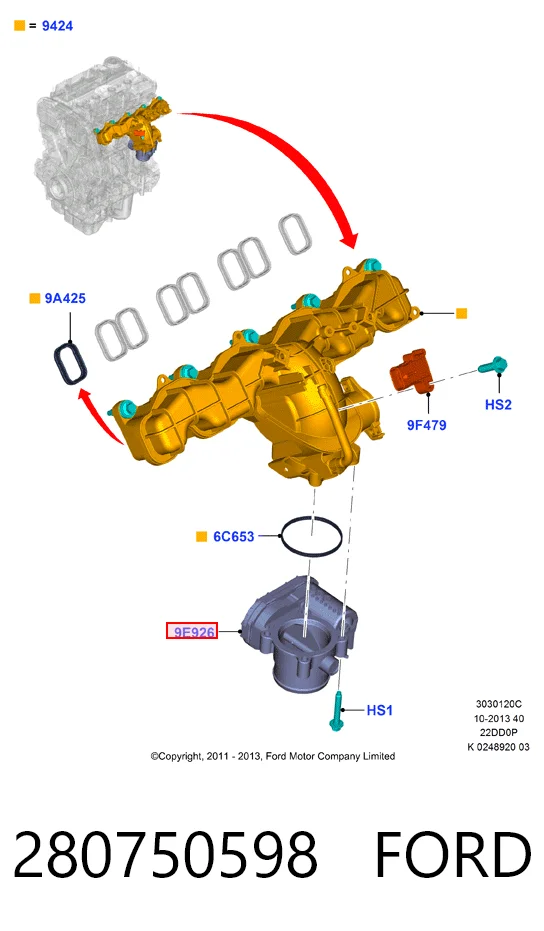 280750598 Ford Дроссельная заслонка