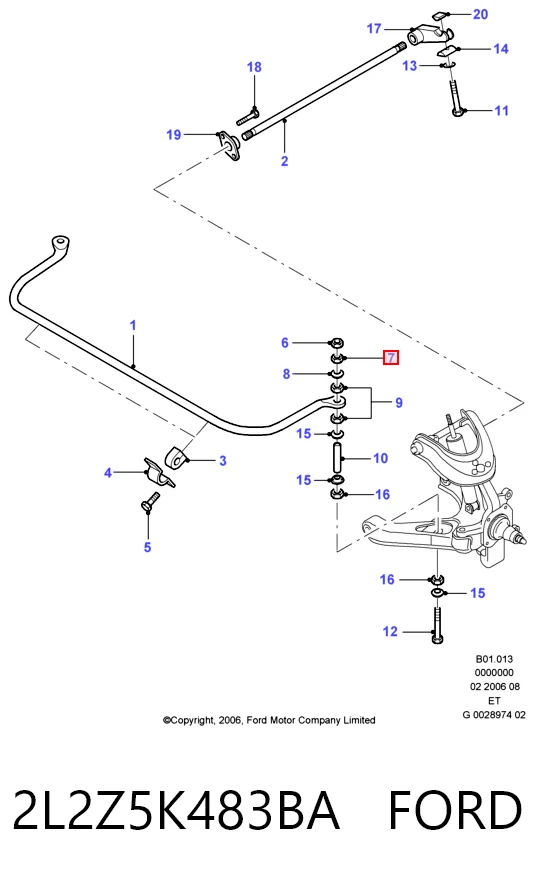 2L2Z5K483BA Ford Стойка переднего стабилизатора