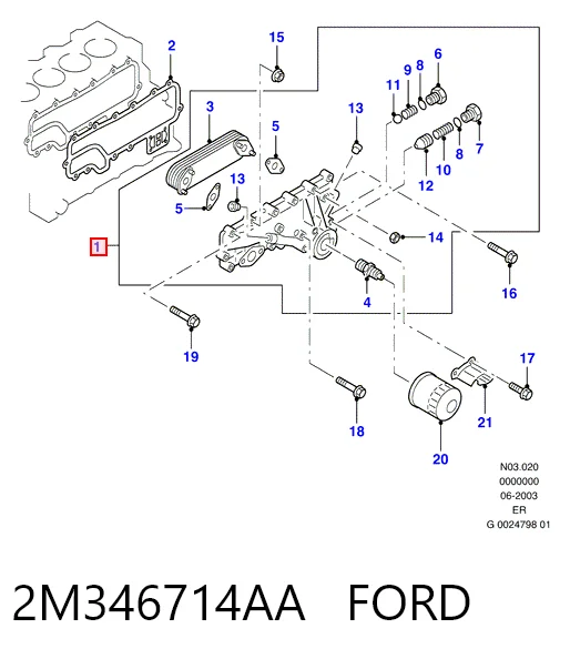 2M346714AA Ford Радиатор масляный (холодильник) под фильтром