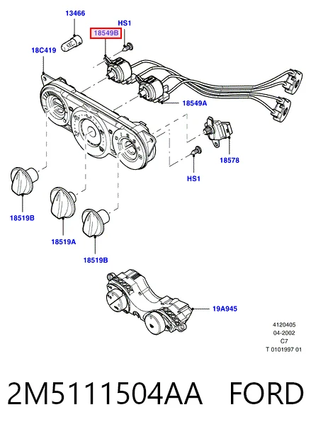 2M5111504AA Ford Трос управления отопителем (печкой)