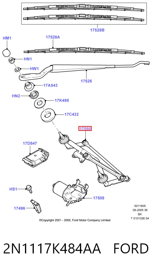 Трапеция стеклоочистителя на Ford Fusion  JU