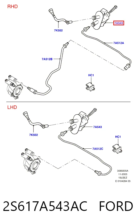 2S617A543AC Ford Цилиндр сцепления, главный