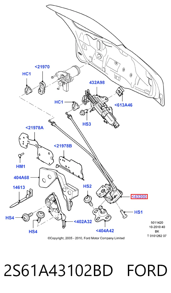 Замок пятой двери на Ford Fusion  JU
