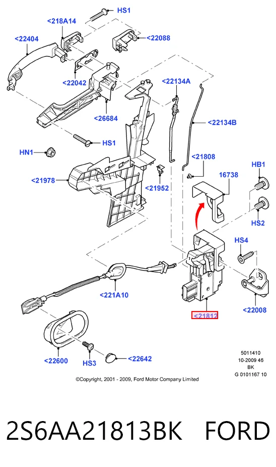 Замок двери водителя на Ford Fusion  JU