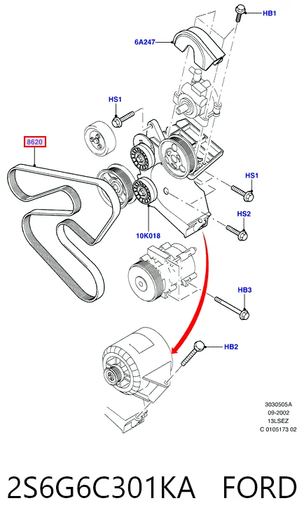 Ремень генератора 6PK2176 Continental/Siemens