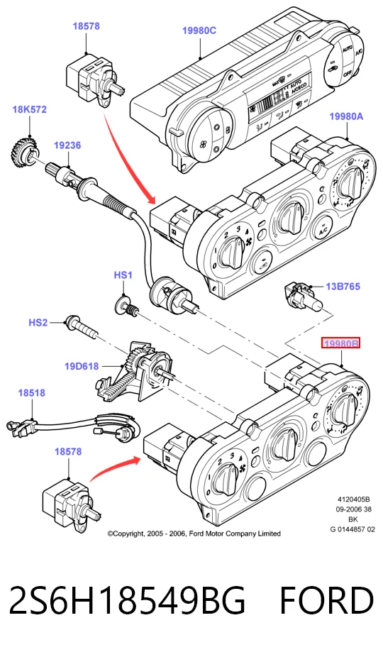 Механизм управления кондиционером на Ford Fusion  JU