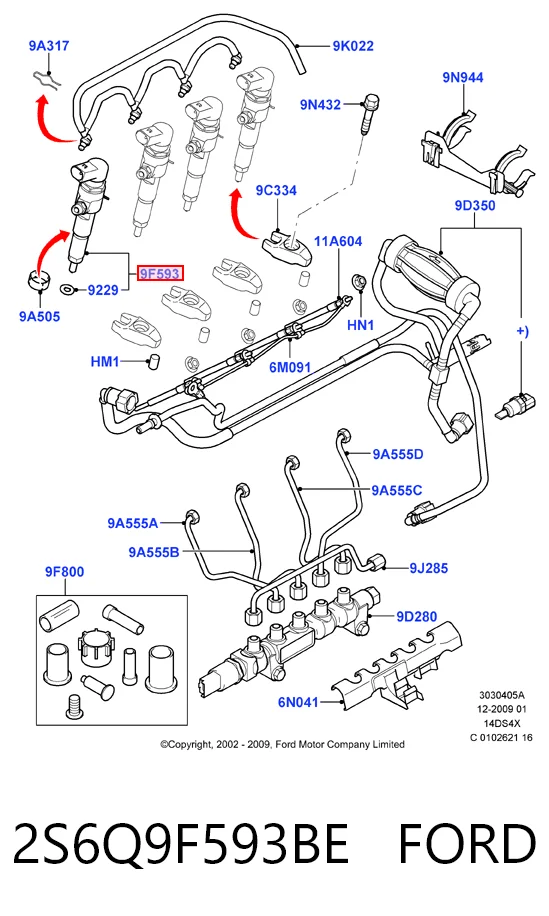 2S6Q9F593BE Ford Топливные форсунки