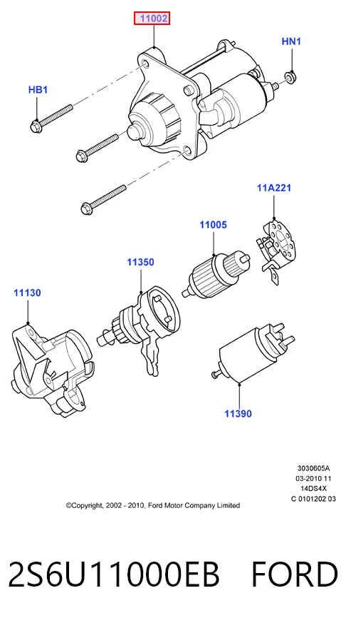 2S6U11000EB Ford Стартер автомобиля