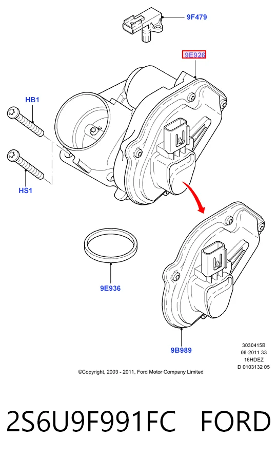 2S6U9F991FC Ford Дроссельная заслонка