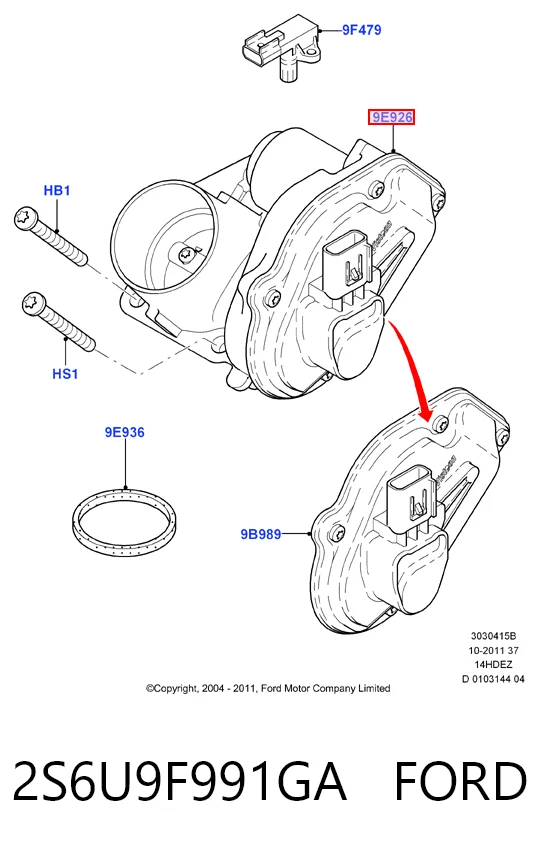 2S6U9F991GA Ford Дроссельная заслонка