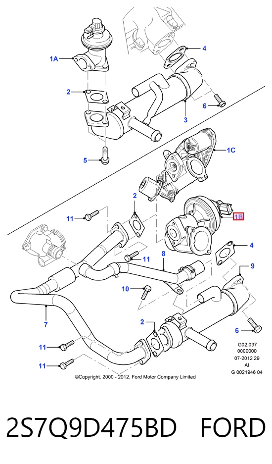 2S7Q9D475BD Ford Клапан рециркуляции отработавших газов EGR