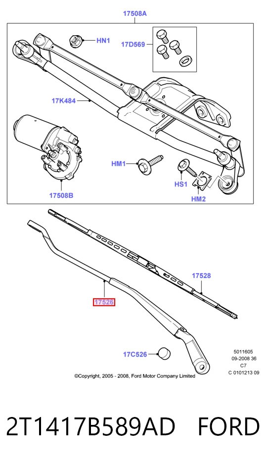 Поводок дворника на Ford Connect TOURNEO PU2