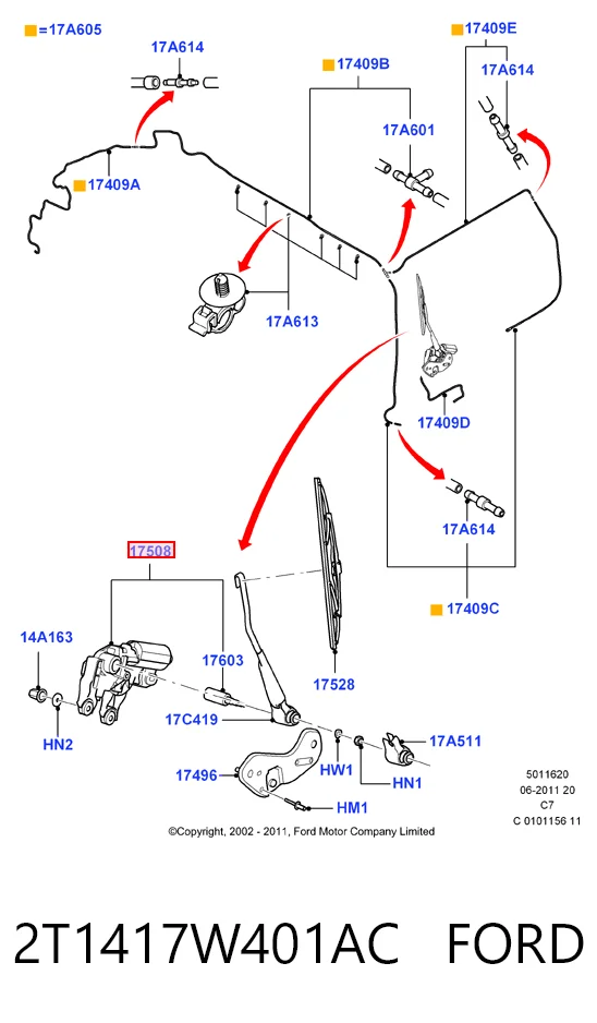 Стеклоочиститель двери задка Ford Connect фургон (TC7) (2002 - 2013) цена, от 28.67 USD