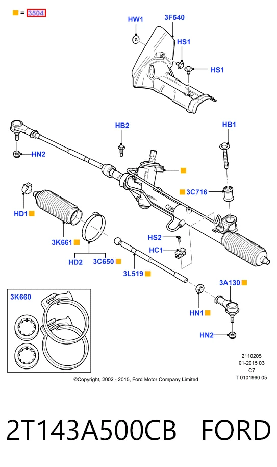 2T143A500CB Ford Управление рулевое в сборе