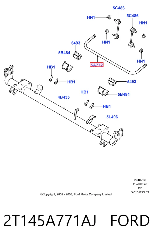 Стабилизатор задней балки на Ford Connect  TC7