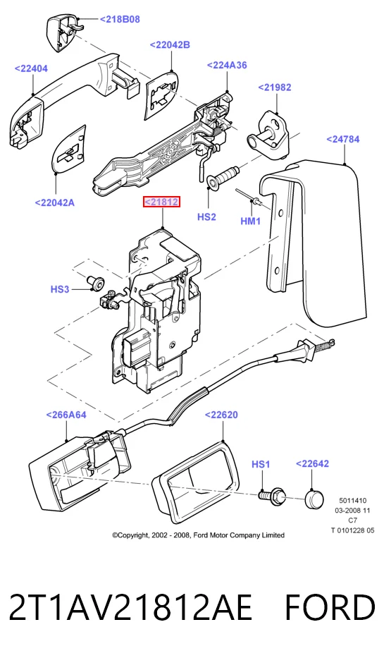 2T1AV21812AE Ford Внутренний дверной замок