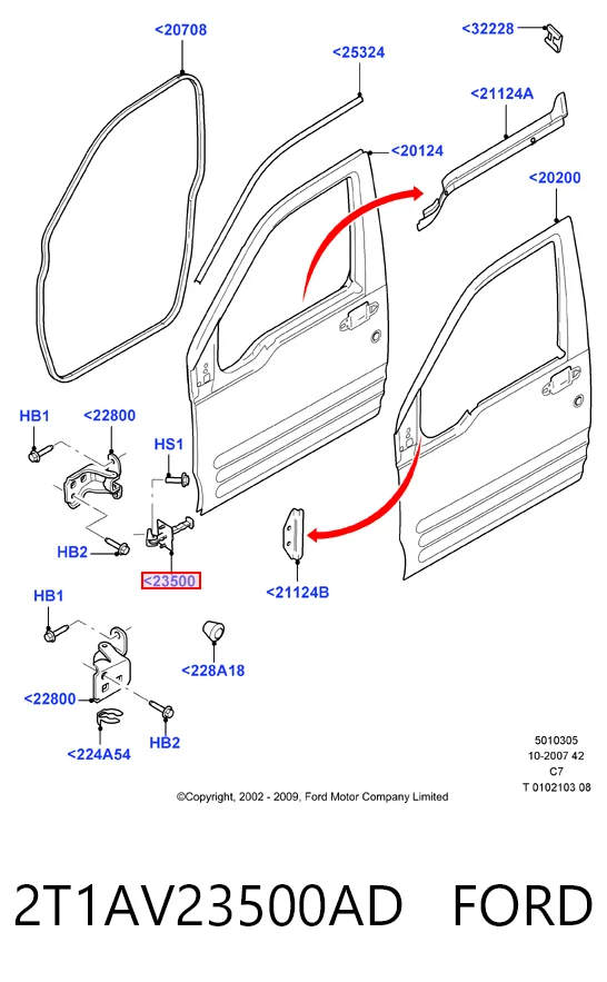 2T1AV23500AD Ford Ограничитель открывания двери
