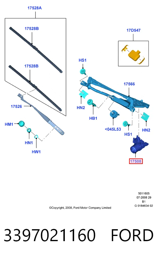 Купить Мотор дворников Форд Фиеста Mk6 CB1