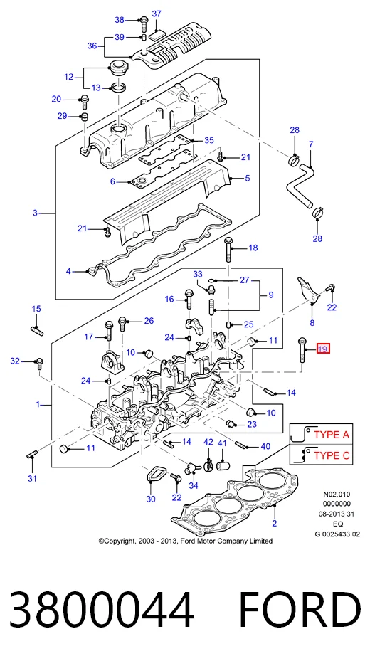 Болт ГБЦ WL5110136B Mazda