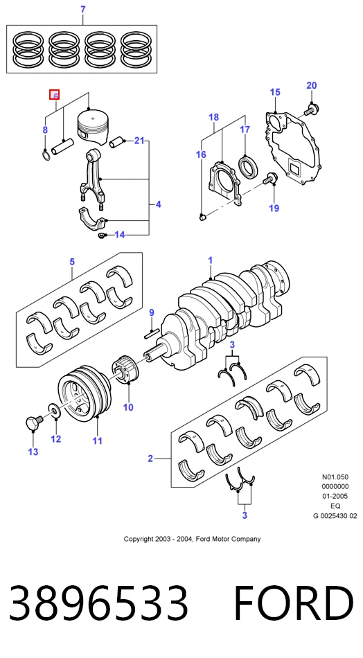 013PI00101001 Mahle Original Поршень (комплект на мотор), 2-й ремонт (+0,50)