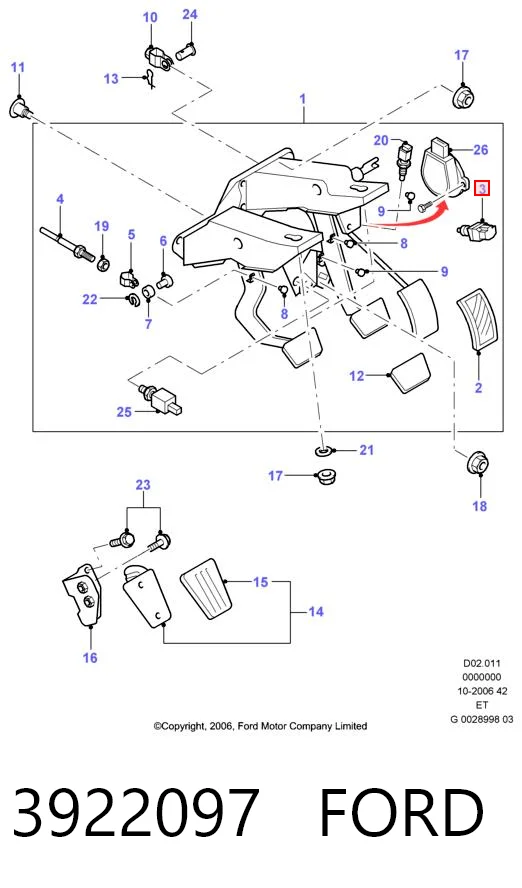 3922097 Ford Датчик тормоза