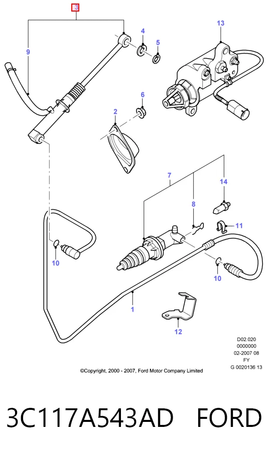 3C117A543AD Ford Цилиндр сцепления, главный