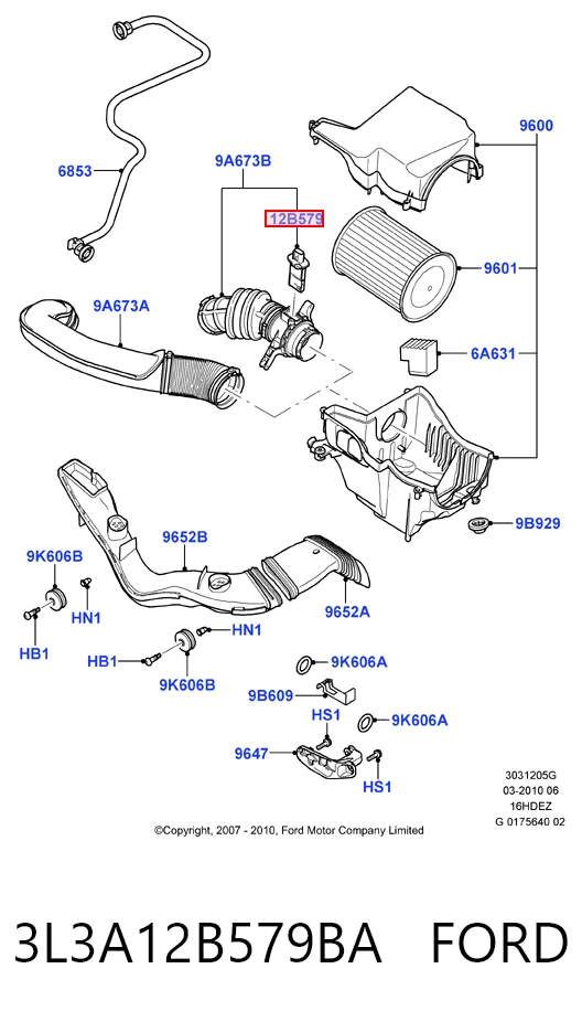 3L3A12B579BA Ford Датчик расхода воздуха
