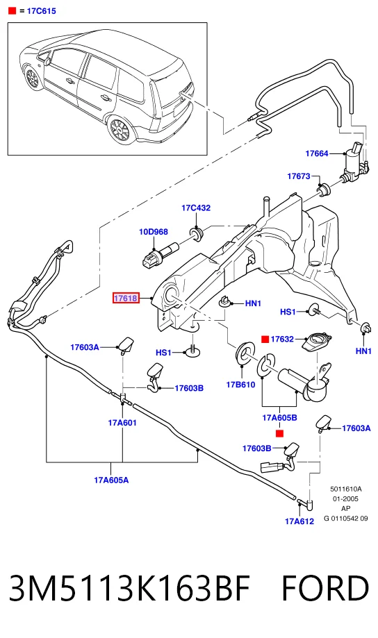 Бачок омывателя стекла на Ford C-Max  DM2