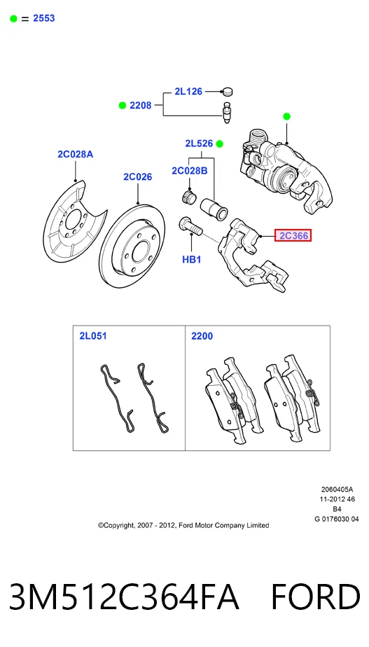 3M512C364FA Ford Скоба тормозного заднего суппорта