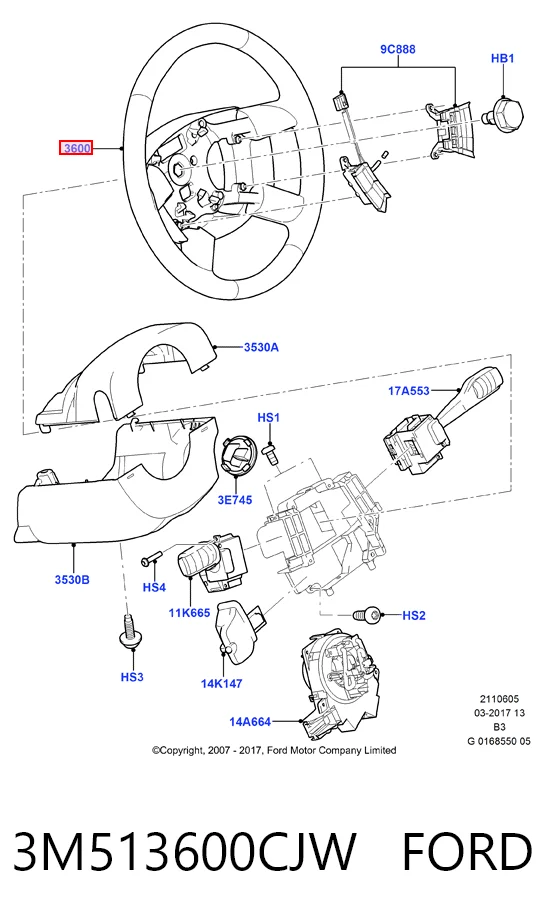 Руль Ford C-Max минивэн (CB3) (2007 - 2010) цена, от 56.63 USD