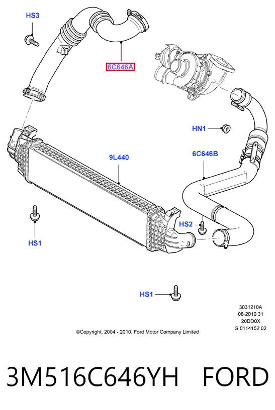 3M516C646YH Ford Патрубок интеркуллера