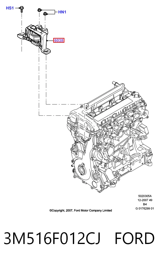 3M516F012CJ Ford Подушка (опора) двигателя правая передняя