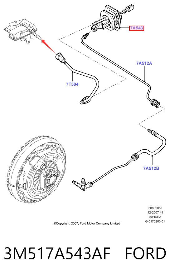 3M517A543AF Ford Цилиндр сцепления, главный