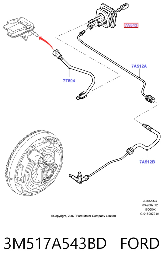 3M517A543BD Ford Цилиндр сцепления, главный