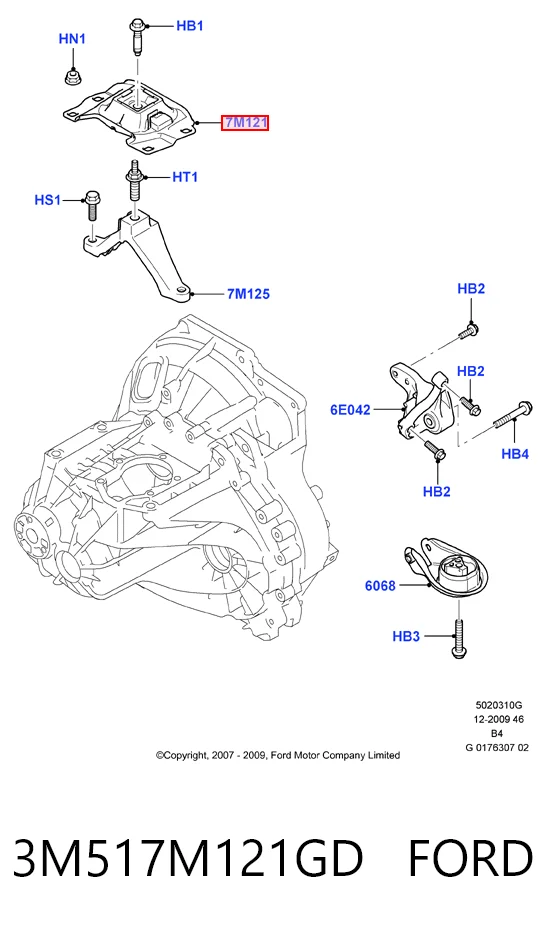 3M517M121GD Ford Подушка (опора) двигателя левая верхняя