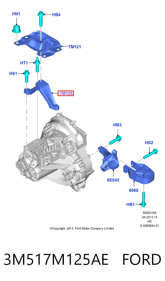 3M517M125AE Ford Кронштейн подушки КПП