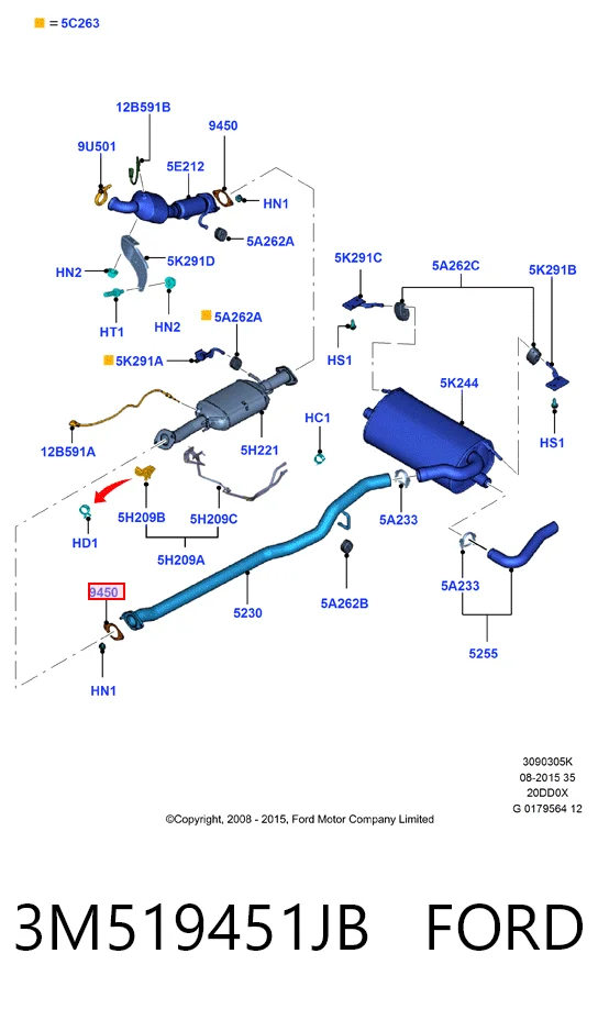 3M519451JB Ford Прокладка штанов