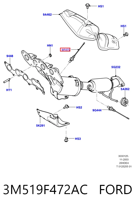 3M519F472AC Ford Датчик кислорода после катализатора