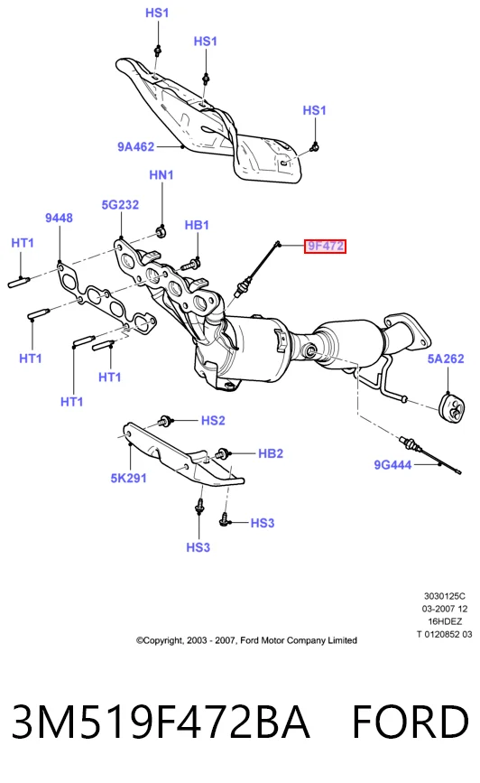 3M519F472BA Ford Датчик кислорода после катализатора
