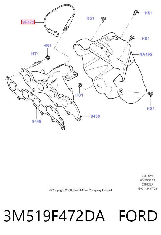 3M519F472DA Ford Датчик кислорода после катализатора