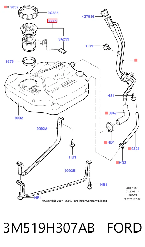 3M519H307AB Ford Электробензонасос