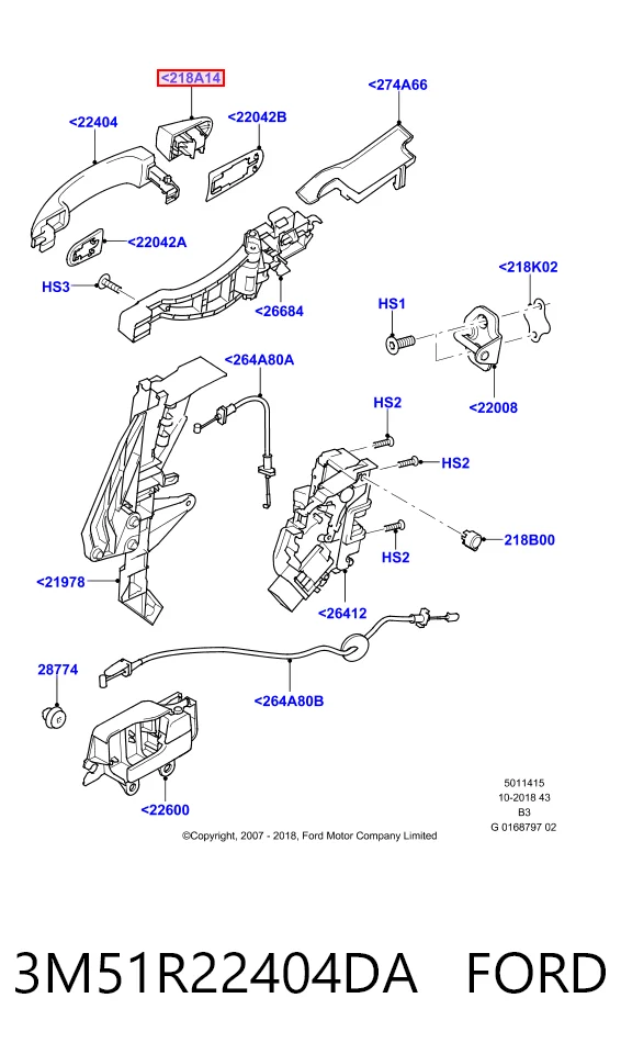 Ручка двери передней наружная HMP3M51R22404DA Hmpx