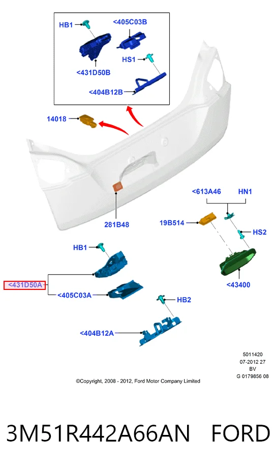 3M51R442A66AN Ford Замок пятой двери