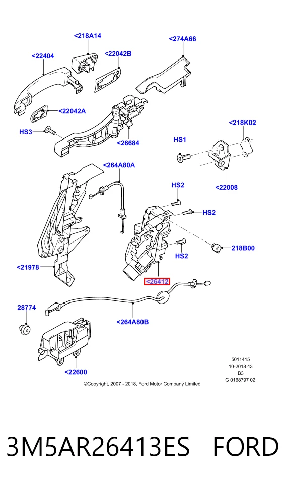 3M5AR26413ES Ford Замок двери задней правой