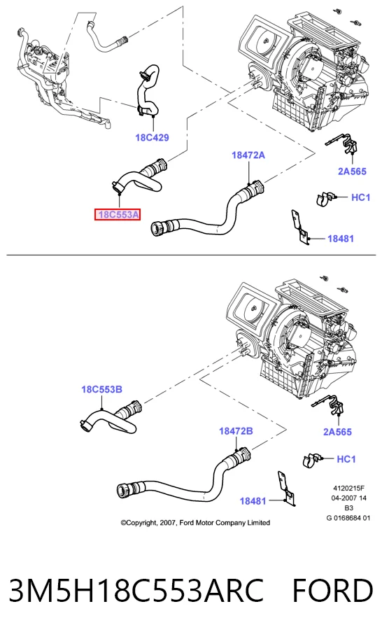 3M5H18C553ARC Ford Шланг радиатора печки