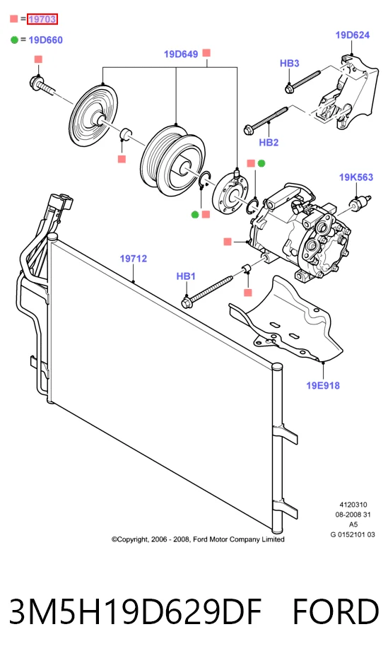 3M5H19D629DF Ford Компрессор хладагента