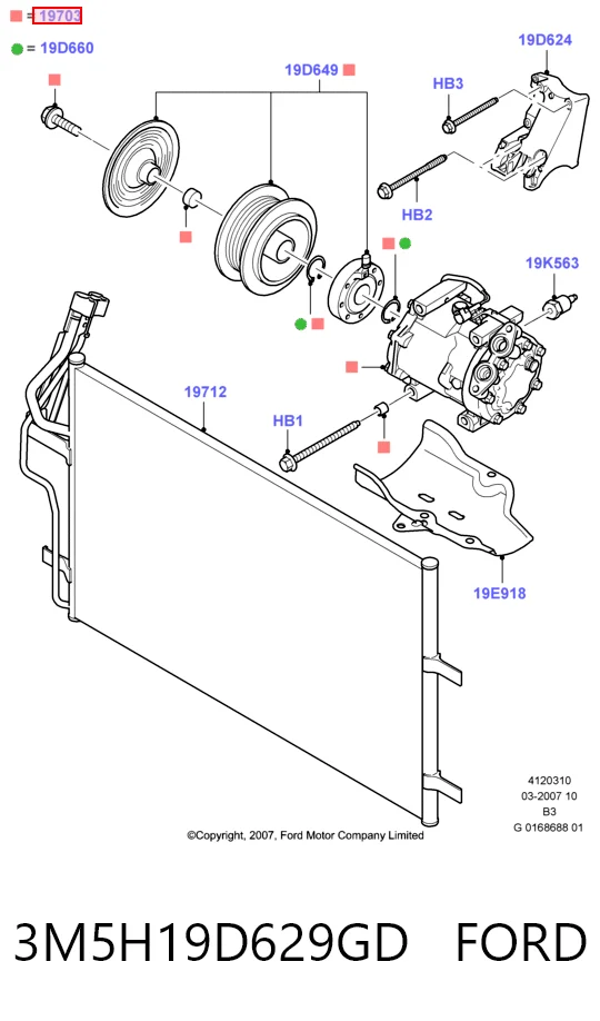 3M5H19D629GD Ford Компрессор хладагента
