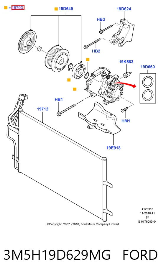3M5H19D629MG Ford Компрессор хладагента