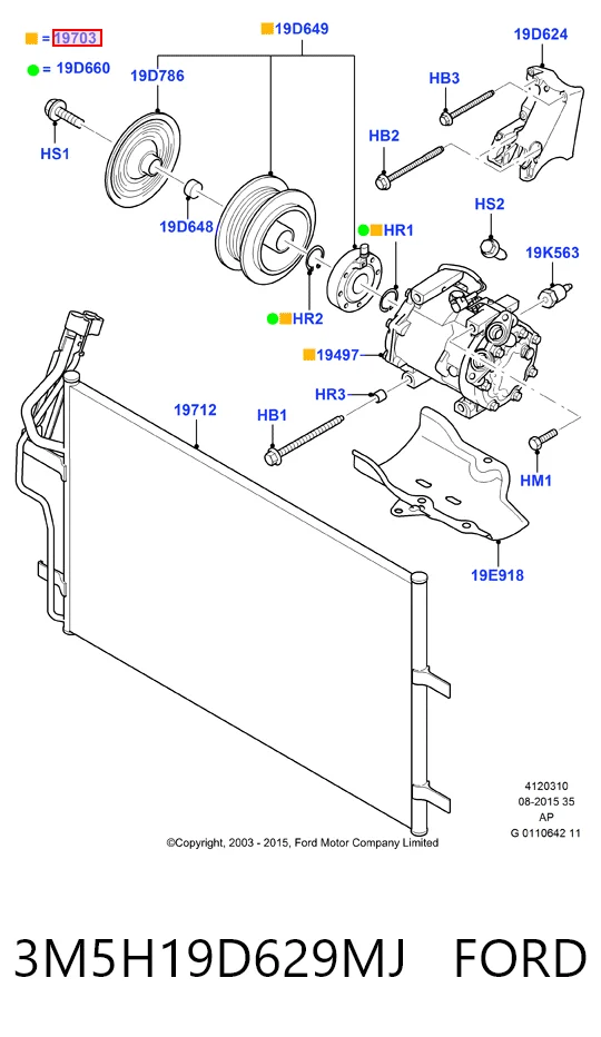 3M5H19D629MJ Ford Компрессор хладагента